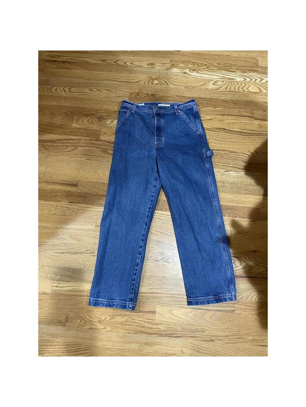 Levi's Ribcage Straight Carpenter Jeans Women's 30 Regular Wash Button Fly Blue